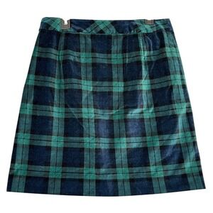 Talbots Skirt Women 6 Green PBuffalo Plaid Mini Short Stretch Velvet School Girl